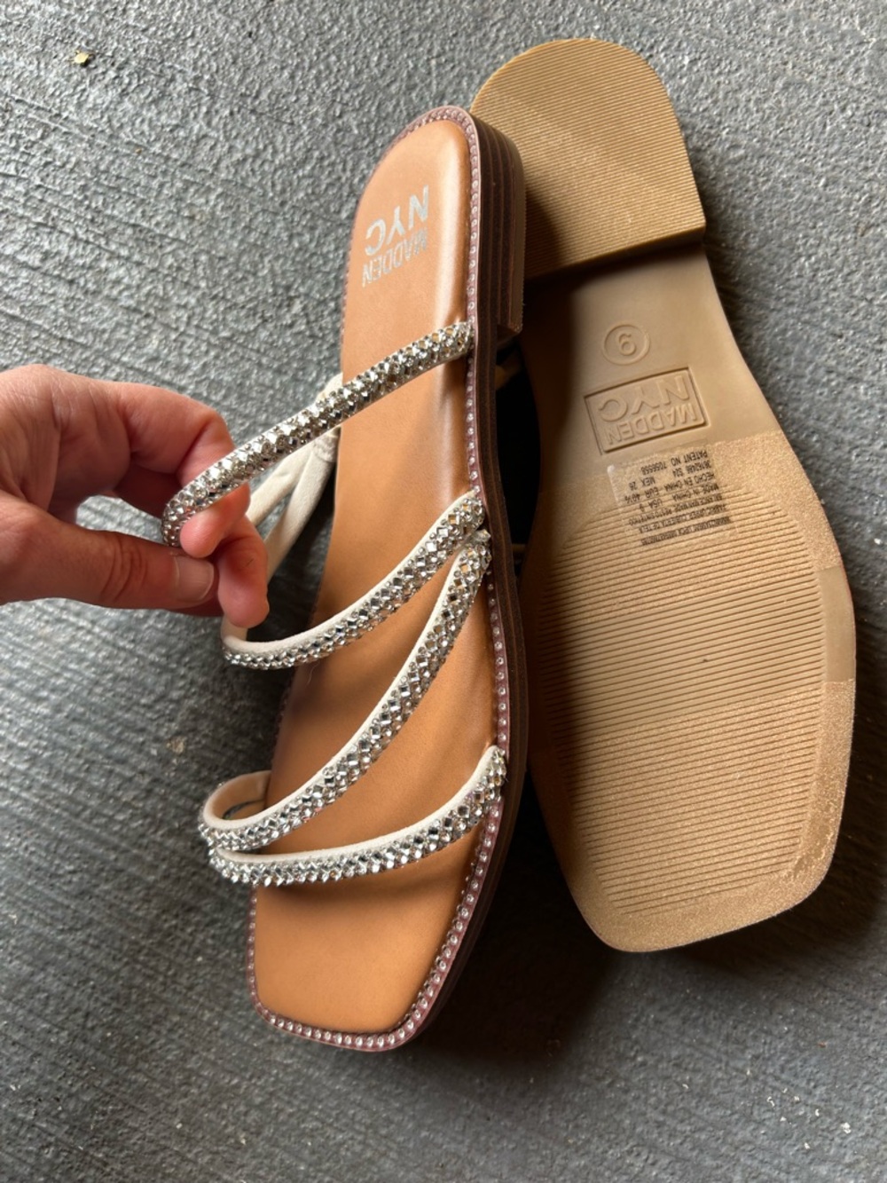 Steve Madden Silver Crystal Strappy Sandals - Picture 5 of 9